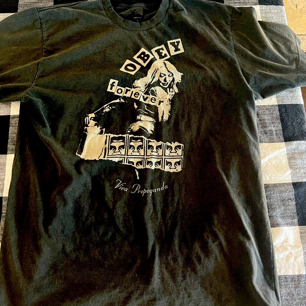 Vintage L Obey Propaganda t-shirt-excellent condition with distressed neckline